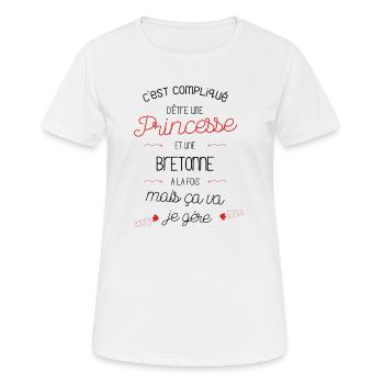 C est compliqué d être Princesse et une Bretonne - T-shirt respirant Femme - blanc - Devant - AI Model Female 172 dark (172cm)