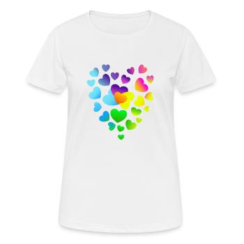 Cœur Cœurs Cœurs Colorés Coeurs - T-shirt respirant Femme - blanc - Devant - AI Model Female 172 dark (172cm)