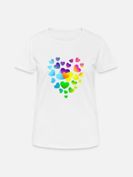 Cœur Cœurs Cœurs Colorés Coeurs - T-shirt respirant Femme - blanc