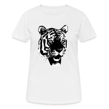 Un visage de tigre comme symbole de puissance et de force - T-shirt respirant Femme - blanc - Devant - AI Model Female 172 dark (172cm)