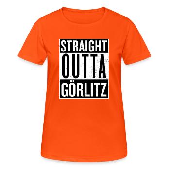 Straight outta Görlitz compton Film Logo Saxe - T-shirt respirant Femme - orange néon - Devant - AI Model Female 172 dark (172cm)