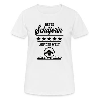 Beste Schäferin Weltbeste Schafhirtin Bäuerin - Frauen T-Shirt atmungsaktiv - Weiß - Vorne - AI Model Female 172 dark (172cm)