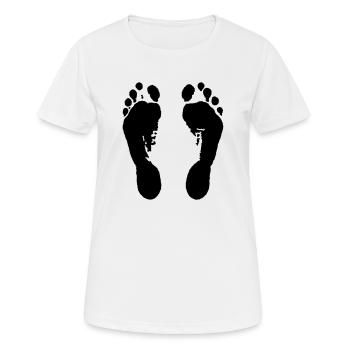 Empreintes (pieds nus) / Footprints (pieds nus) / - T-shirt respirant Femme - blanc - Devant - AI Model Female 172 dark (172cm)