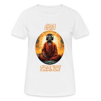 Goa Trance und Psytrance Buddhist mit Headphones - Frauen T-Shirt atmungsaktiv - Weiß - Vorne - AI Model Female 172 dark (172cm)