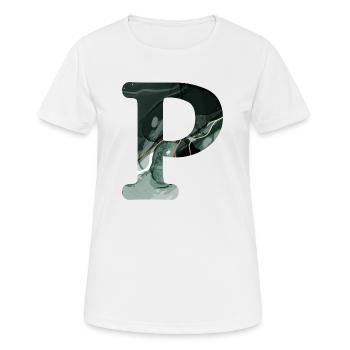 Lettre p marbré vert - T-shirt respirant Femme - blanc - Devant - AI Model Female 172 dark (172cm)
