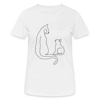 One Line Drawing - Cat - Women's Breathable T-Shirt - white - Front - AI Model Female 172 dark (172cm)