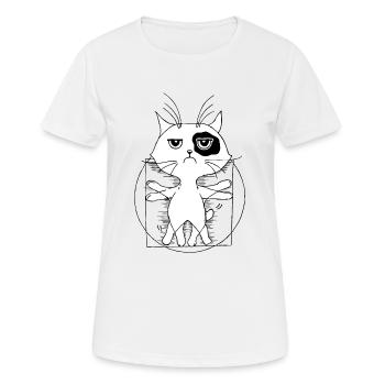 Katze da Vinci - Frauen T-Shirt atmungsaktiv - Weiß - Vorne - AI Model Female 172 dark (172cm)