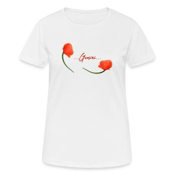 Zwillinge Mohn Klatschmohn Sternzeichen Zwillinge - Frauen T-Shirt atmungsaktiv - Weiß - Vorne - AI Model Female 172 dark (172cm)