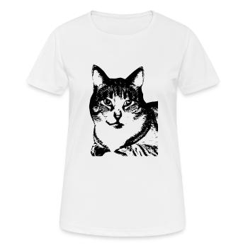 Chat, dame de chat, tête de chat, amants de chat, chat - T-shirt respirant Femme - blanc - Devant - AI Model Female 172 dark (172cm)