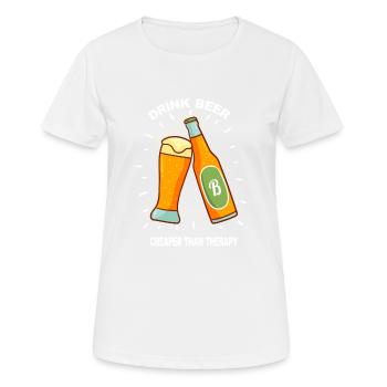 Bière Verre de bière Bouteilles de bière Boissons Cadeaux - T-shirt respirant Femme - blanc - Devant - AI Model Female 172 dark (172cm)
