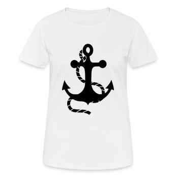 Anker - Frauen T-Shirt atmungsaktiv - Weiß - Vorne - AI Model Female 172 dark (172cm)