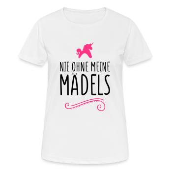 einhorn nie ohne meine maedels - Frauen T-Shirt atmungsaktiv - Weiß - Vorne - AI Model Female 172 dark (172cm)