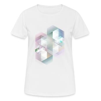abstrakt geometrisch muster - Frauen T-Shirt atmungsaktiv - Weiß - Vorne - AI Model Female 172 dark (172cm)