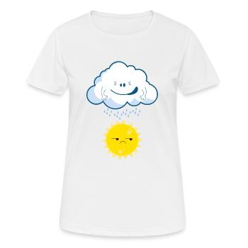 Clouds raining on the sun fun t-shirt - Women's Breathable T-Shirt - white - Front - AI Model Female 172 dark (172cm)