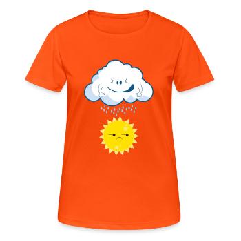 Clouds raining on the sun fun T-Shirt - Frauen T-Shirt atmungsaktiv - Neonorange - Vorne - AI Model Female 172 dark (172cm)