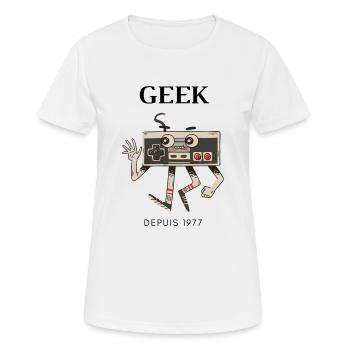 geek - Women's Breathable T-Shirt - white - Front - AI Model Female 172 dark (172cm)