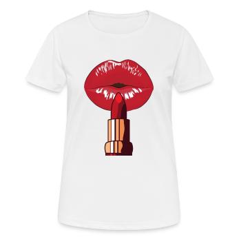 maquillage ,rouge lèvre - T-shirt respirant Femme - blanc - Devant - AI Model Female 172 dark (172cm)