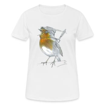 Rouge-gorge Robin Hood - T-shirt respirant Femme - blanc - Devant - AI Model Female 172 dark (172cm)