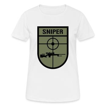 Insigne SNIPER Embraquement avec fusil de sniper - T-shirt respirant Femme - blanc - Devant - AI Model Female 172 dark (172cm)