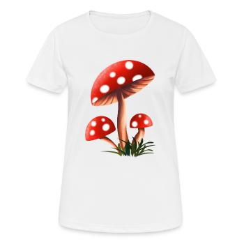 Champignon rouge Taches blanches Agaric de mouche / Amanita Muscaria - T-shirt respirant Femme - blanc - Devant - AI Model Female 172 dark (172cm)