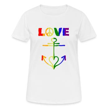 Love Peace Symbol Frieden Freiheit - Frauen T-Shirt atmungsaktiv - Weiß - Vorne - AI Model Female 172 dark (172cm)