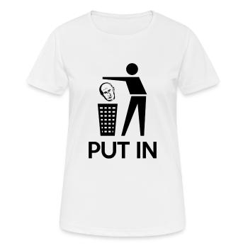 METTRE DANS ( SYMBOLE ANTI GUERRE ) - T-shirt respirant Femme - blanc - Devant - AI Model Female 172 dark (172cm)