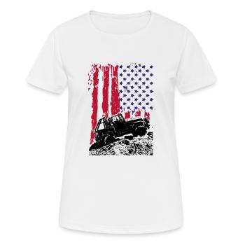 TOUT-TERRAIN AMÉRICAIN - T-shirt respirant Femme - blanc - Devant - AI Model Female 172 dark (172cm)