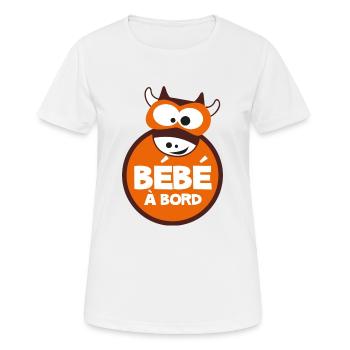 Bébé à bord vache - T-shirt respirant Femme - blanc - Devant - AI Model Female 172 dark (172cm)