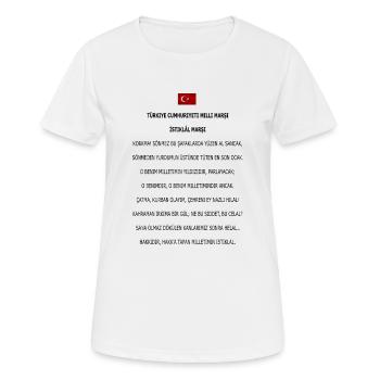 TÜRKIYE CUMHURIYETI MILLI MARŞI: İSTIKLÂL MARŞI - T-shirt respirant Femme - blanc - Devant - AI Model Female 172 dark (172cm)