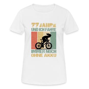 Geburtstag 77 Fahrradfahrerin Retro Frauen - Frauen T-Shirt atmungsaktiv - Weiß - Vorne - AI Model Female 172 dark (172cm)