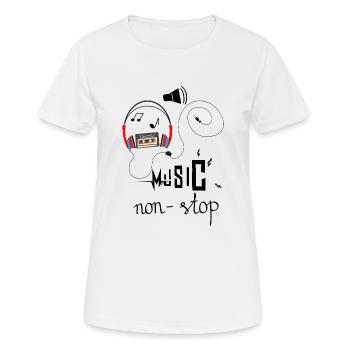 Music non stop - Frauen T-Shirt atmungsaktiv - Weiß - Vorne - AI Model Female 172 dark (172cm)