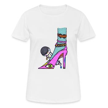 Disko Stöckelschuhe - Frauen T-Shirt atmungsaktiv - Weiß - Vorne - AI Model Female 172 dark (172cm)
