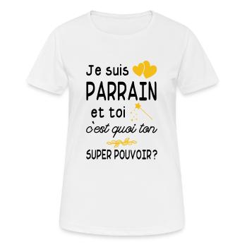 je suis parrain / cadeau humour parrain - T-shirt respirant Femme - blanc - Devant - AI Model Female 172 dark (172cm)