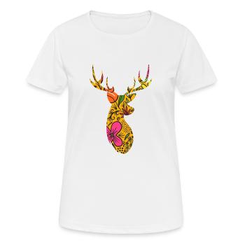 FLORAL DEER - Women's Breathable T-Shirt - white - Front - AI Model Female 172 dark (172cm)