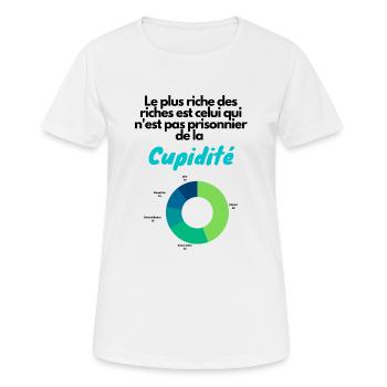 cupidité riche - T-shirt respirant Femme - blanc - Devant - AI Model Female 172 dark (172cm)