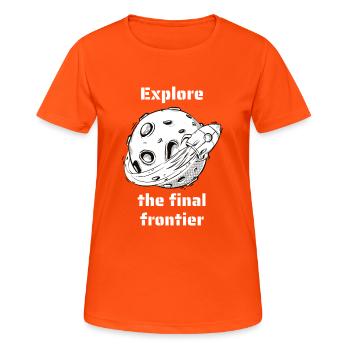 Explore The Final Frontier Retro Outer Space - Women's Breathable T-Shirt - neon orange - Front - AI Model Female 172 dark (172cm)