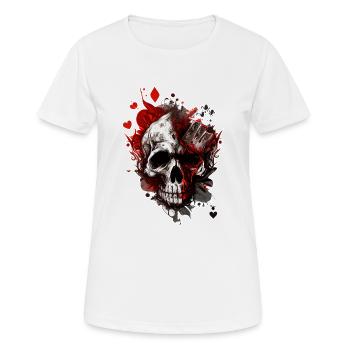 Splash mehrfarbiger Schädel. Pokerface - Frauen T-Shirt atmungsaktiv - Weiß - Vorne - AI Model Female 172 dark (172cm)
