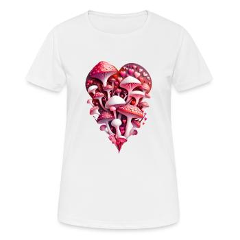 Cœur de champignons - T-shirt respirant Femme - blanc - Devant - AI Model Female 172 dark (172cm)