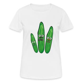 Famille du concombre,Concombre,Concombre,Mouche, Nerd - T-shirt respirant Femme - blanc - Devant - AI Model Female 172 dark (172cm)