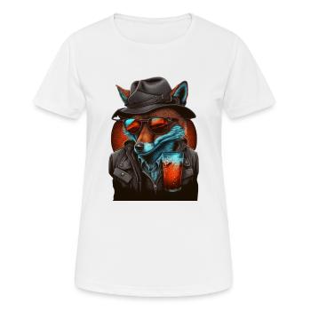 Cooler Gangster Fuchs mit Bier und Sonnenbrille - Frauen T-Shirt atmungsaktiv - Weiß - Vorne - AI Model Female 172 dark (172cm)