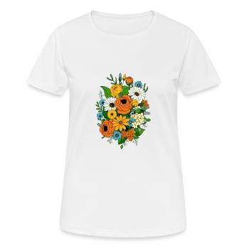 Composition florale type années 70 - T-shirt respirant Femme - blanc - Devant - AI Model Female 172 dark (172cm)