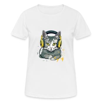 Jili le chat audiophile - T-shirt respirant Femme - blanc - Devant - AI Model Female 172 dark (172cm)