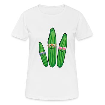 Trio de concombre,Concombre,Concombre,Concombre,Lunettes de soleil - T-shirt respirant Femme - blanc - Devant - AI Model Female 172 dark (172cm)