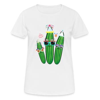 Anniversaire, concombres, concombre, trio, célébration - T-shirt respirant Femme - blanc - Devant - AI Model Female 172 dark (172cm)