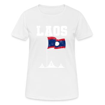 Laos Lao Laotien drapeau Temple Lao I cadeau - T-shirt respirant Femme - blanc - Devant - AI Model Female 172 dark (172cm)