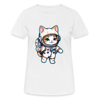 Astronaut Katze - Weltraum - Frauen T-Shirt atmungsaktiv - Weiß - Vorne - AI Model Female 172 dark (172cm)
