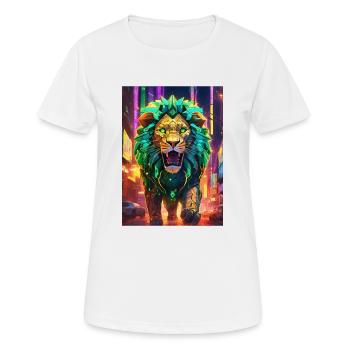 Löwe aus der Zukunft - Frauen T-Shirt atmungsaktiv - Weiß - Vorne - AI Model Female 172 dark (172cm)