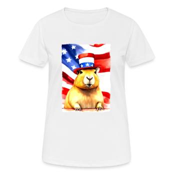 rongeur "Capybara Président" - T-shirt respirant Femme - blanc - Devant - AI Model Female 172 dark (172cm)