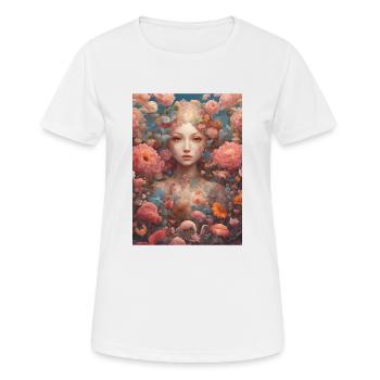 Junge Frau in Blüte - Frauen T-Shirt atmungsaktiv - Weiß - Vorne - AI Model Female 172 dark (172cm)