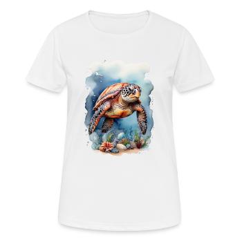 Meers Schildkröte unter Wasser - Frauen T-Shirt atmungsaktiv - Weiß - Vorne - AI Model Female 172 dark (172cm)